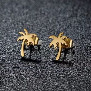 Gold Palm TreeCalifornia Stainless Steel Earrings With Gift Bag